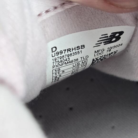 New Balance 997R Mens Size 10 D Running Shoes U997RHSB Pink White Womens 11.5 main image 5